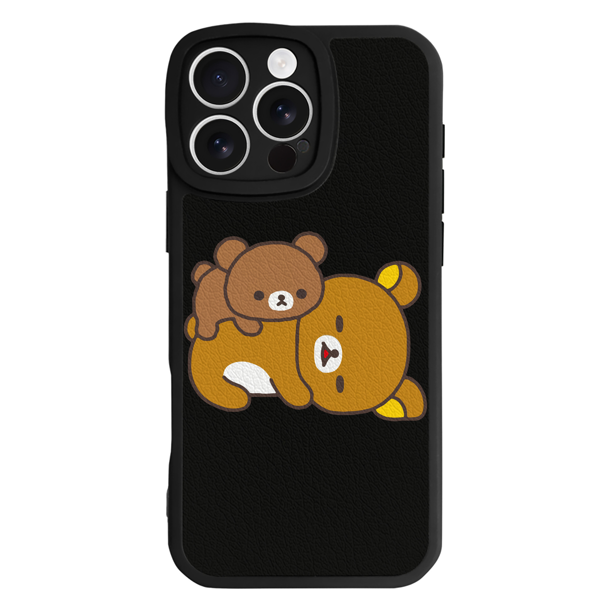 （画像用） リラックマ リラックマ キイロイトリ Rilakkuma Korilakkuma Kiiroitori 【iPhone 16シリーズ対応】シリコンスマホケース（レザー調） 材質：シリコン